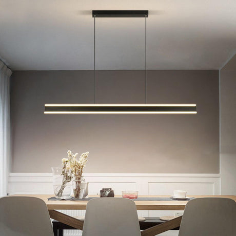 Sleek Adjustable Black Linear Island Pendant Light Image - 1