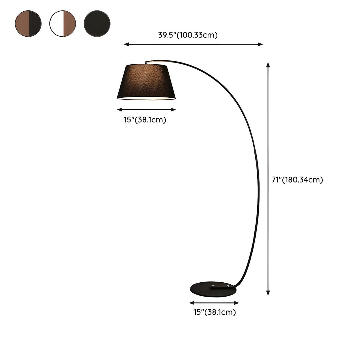 Sleek Bedroom Cylinder Shade Arc Metal Floor Lamp 