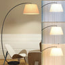 Sleek Bedroom Cylinder Shade Arc Metal Floor Lamp Image - 5