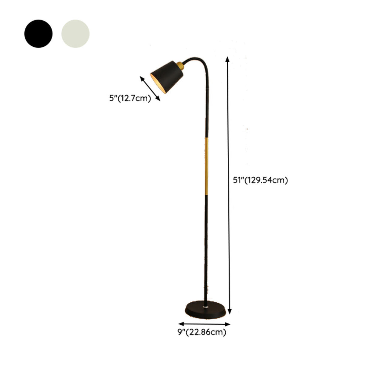 Sleek Black and Gold Cone Modern Metal Floor Light 