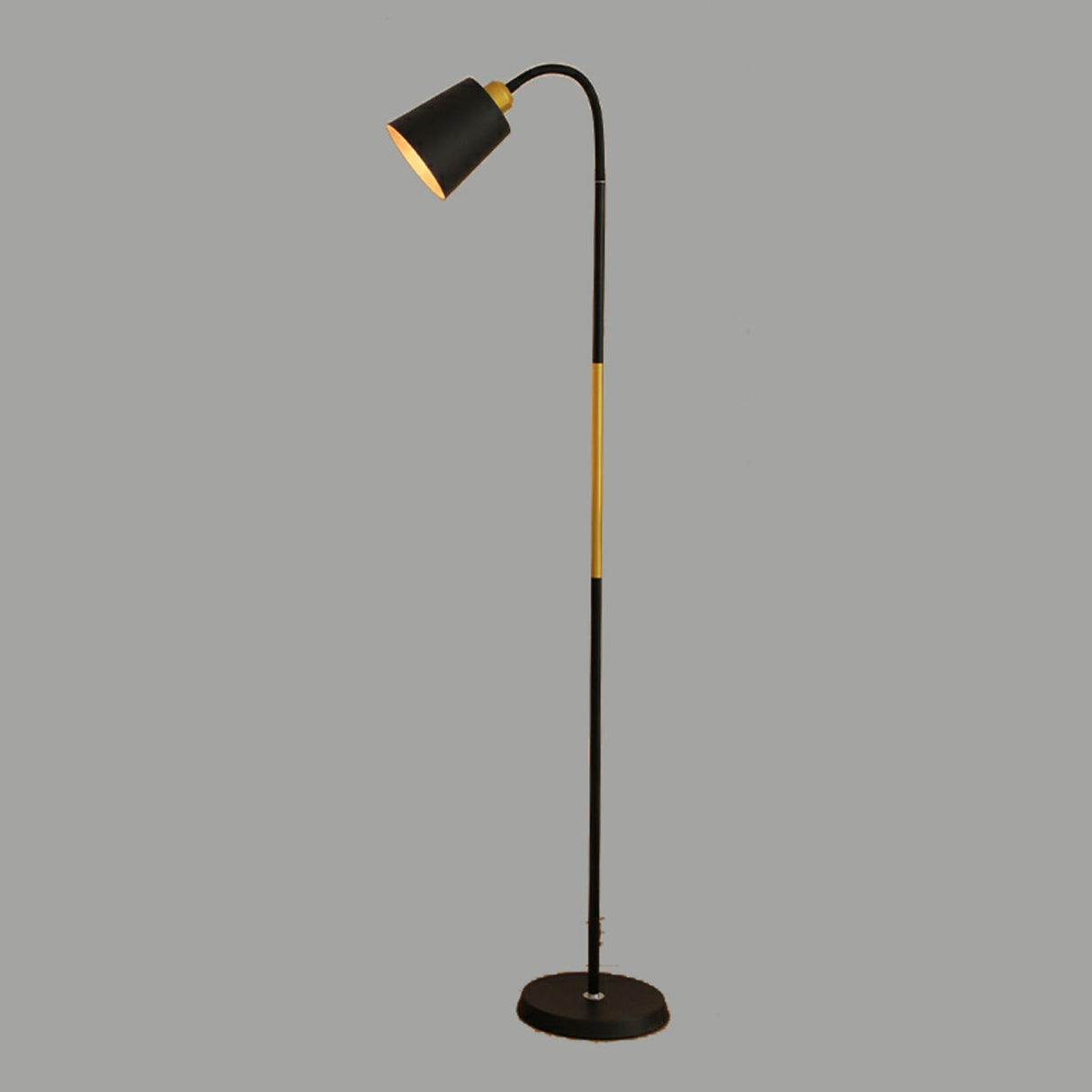 Sleek Black and Gold Cone Modern Metal Floor Light Image - 3