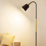 Sleek Black and Gold Cone Modern Metal Floor Light Image - 4