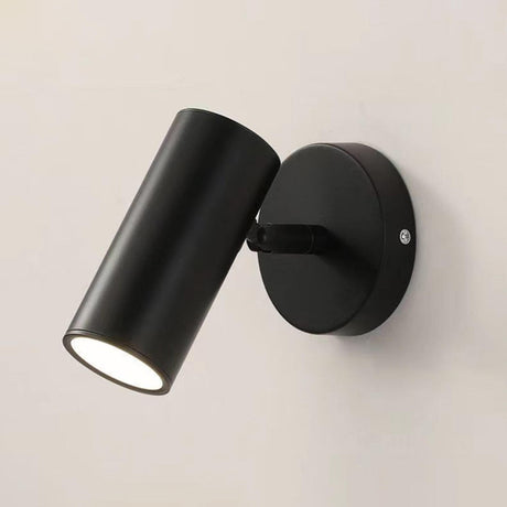 Sleek Black Cylinder Bedside Adjustable Wall Sconce Image - 2