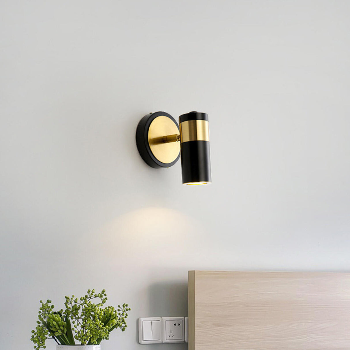 Sleek Black Cylinder Bedside Adjustable Wall Sconce Image - 20