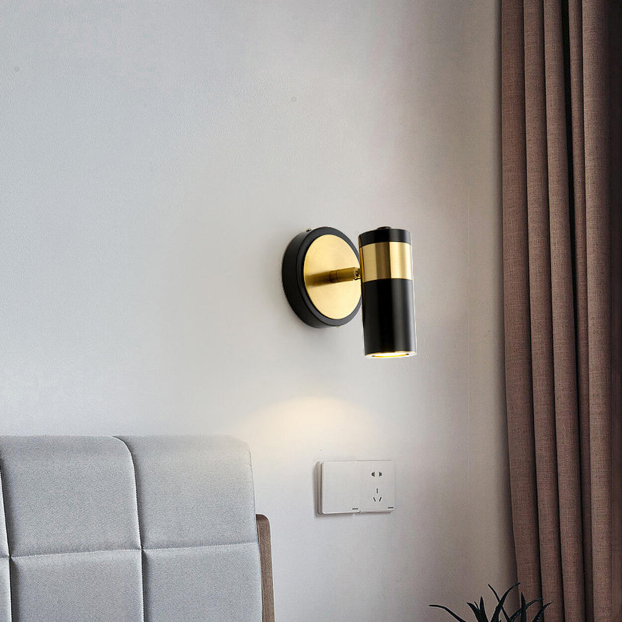 Sleek Black Cylinder Bedside Adjustable Wall Sconce Image - 21