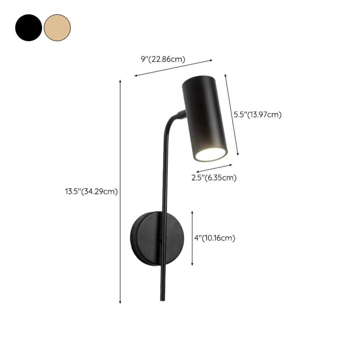 Sleek Black Cylinder Bedside Adjustable Wall Sconce Image - 23