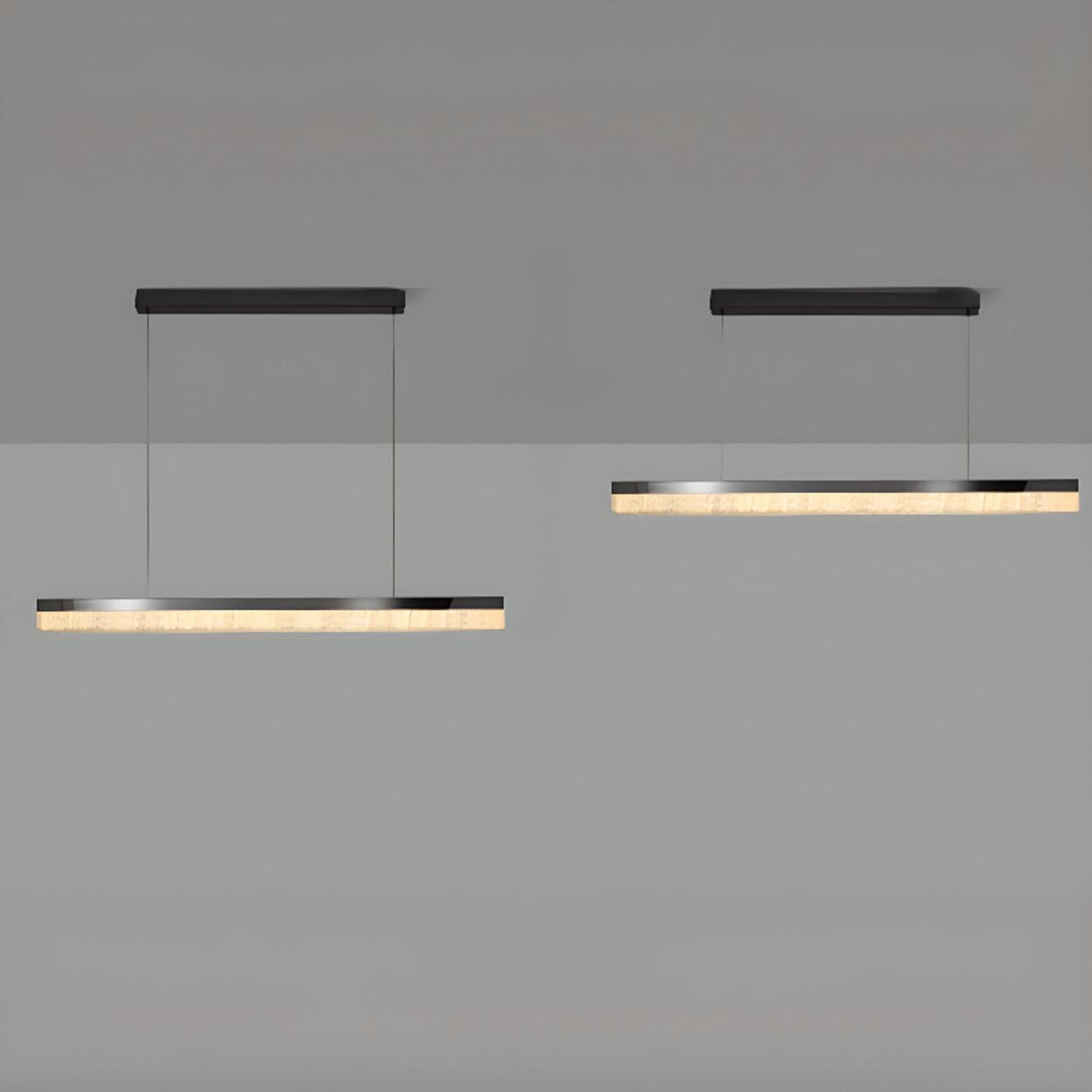 Sleek Black Linear LED Kitchen Island Pendant Light Image - 13