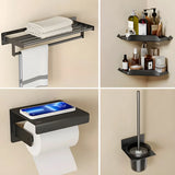 Sleek Black Metal Adhesive Mount Bathroom Hardware Set Image - 13