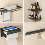 Sleek Black Metal Adhesive Mount Bathroom Hardware Set Image - 20