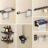 Sleek Black Metal Adhesive Mount Bathroom Hardware Set Image - 22