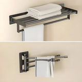 Sleek Black Metal Adhesive Mount Bathroom Hardware Set Image - 24