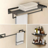 Sleek Black Metal Adhesive Mount Bathroom Hardware Set Image - 9