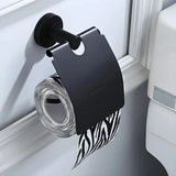 Sleek Black Metal Bathroom Organizer Set with Hooks Image - 14