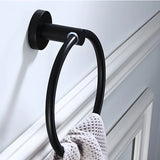 Sleek Black Metal Bathroom Organizer Set with Hooks Image - 17