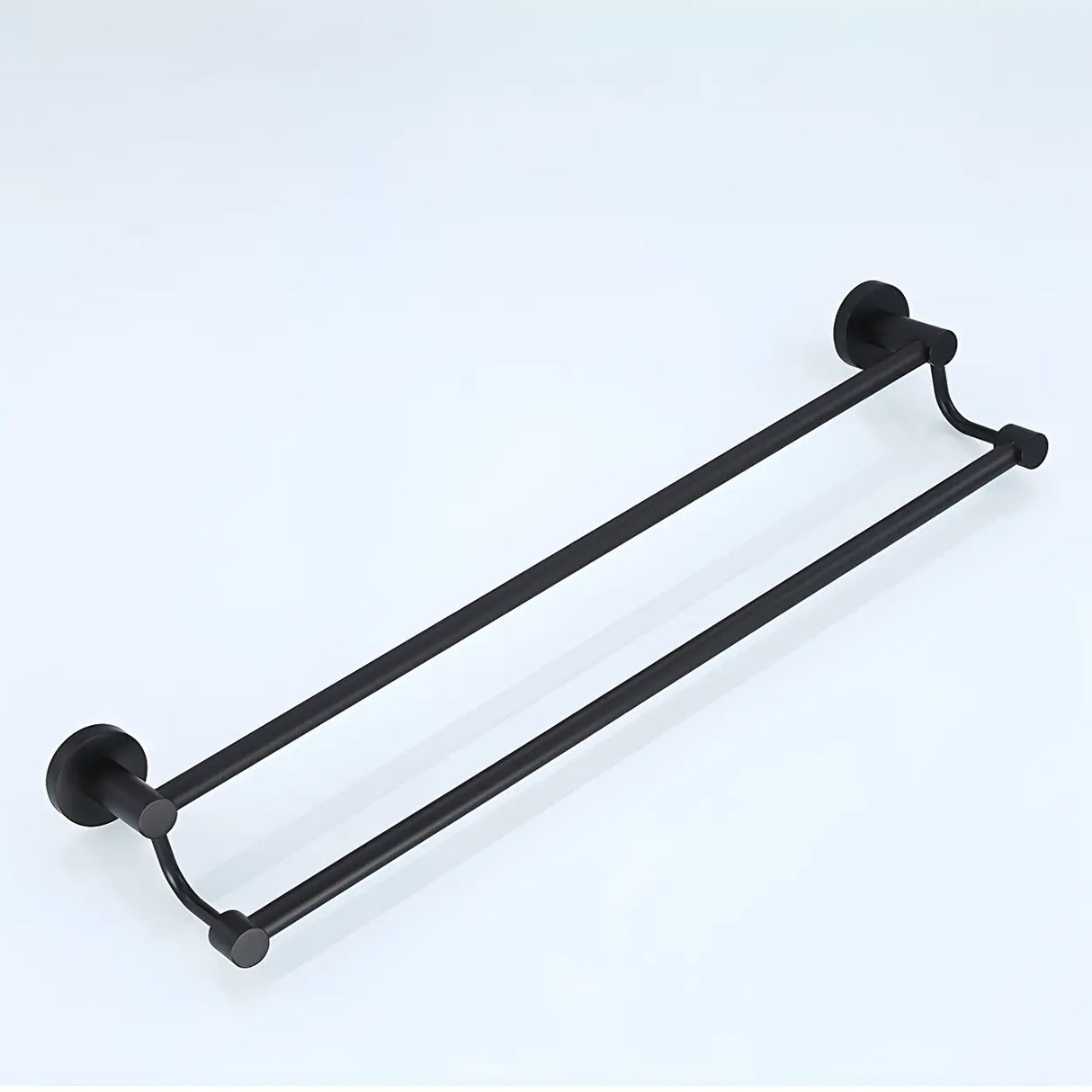 Sleek Black Metal Bathroom Organizer Set with Hooks Image - 19