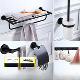 Sleek Black Metal Bathroom Organizer Set with Hooks Image - 27