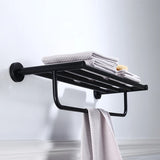 Sleek Black Metal Bathroom Organizer Set with Hooks Image - 3