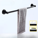 Sleek Black Metal Bathroom Organizer Set with Hooks Image - 5