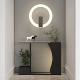 Sleek Black Metal White Top Console Table with Floor Shelf Image - 1