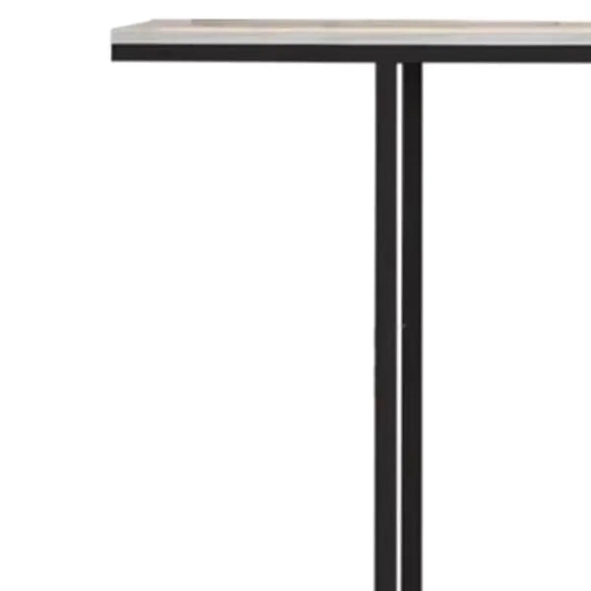 Sleek Black Metal White Top Console Table with Floor Shelf Image - 10