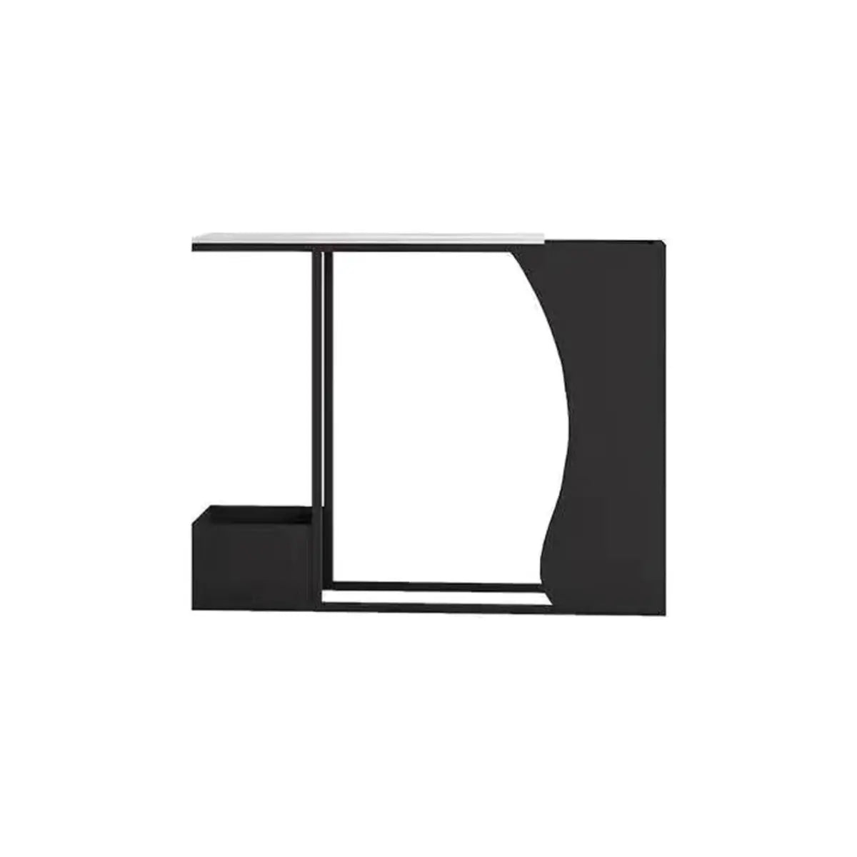 Sleek Black Metal White Top Console Table with Floor Shelf Image - 3