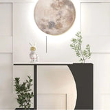 Sleek Black Metal White Top Console Table with Floor Shelf Image - 7