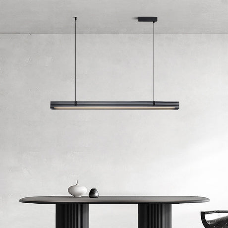 Sleek Black Minimalist Linear Island Ceiling Light Image - 1