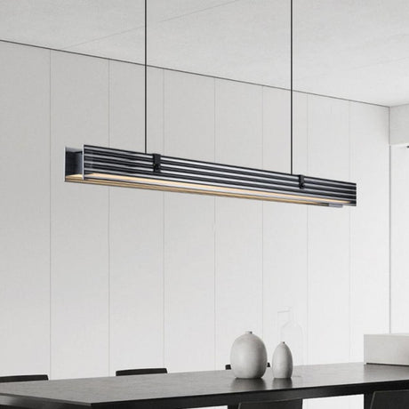 Sleek Black Minimalist Linear Island Ceiling Light Image - 2