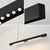 Sleek Black Minimalist Linear Pendant Island Light Image - 17