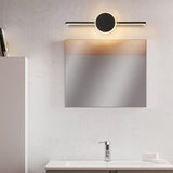 Sleek Black Round and Linear Metal LED Vanity Light Image - 1