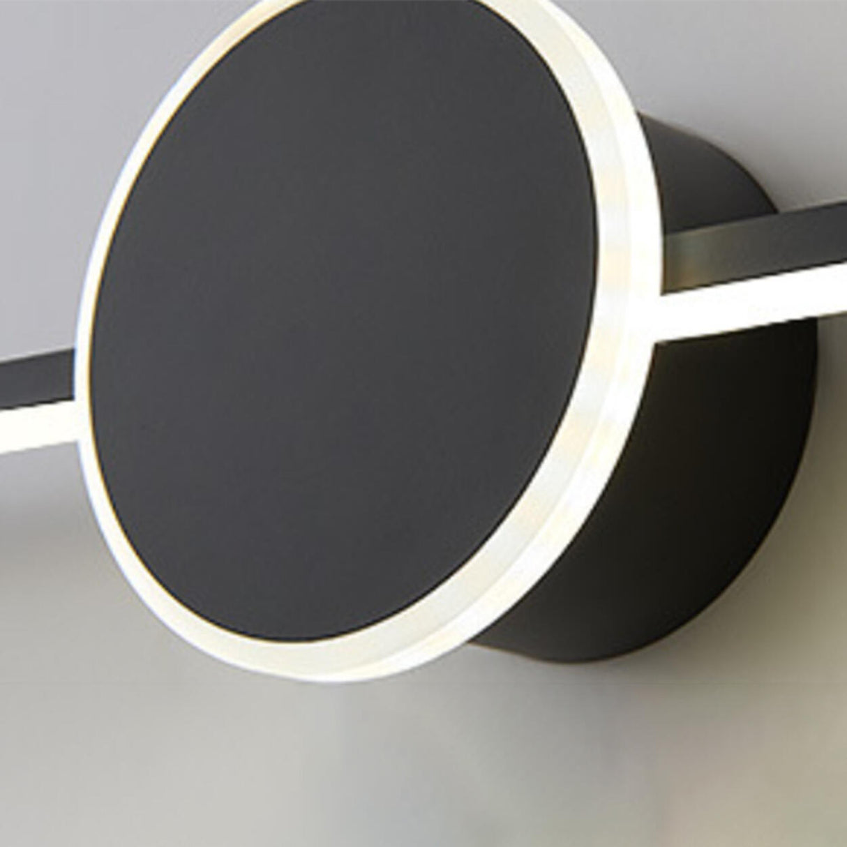 Sleek Black Round and Linear Metal LED Vanity Light Image - 12