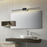 Sleek Black Round and Linear Metal LED Vanity Light Image - 4