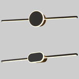 Sleek Black Round and Linear Metal LED Vanity Light Image - 9