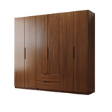 Sleek Brown Natural Wood Soft-Close Armoire with Drawers Image - 10