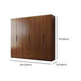 Sleek Brown Natural Wood Soft-Close Armoire with Drawers Image - 27