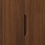 Sleek Brown Natural Wood Soft-Close Armoire with Drawers Image - 11