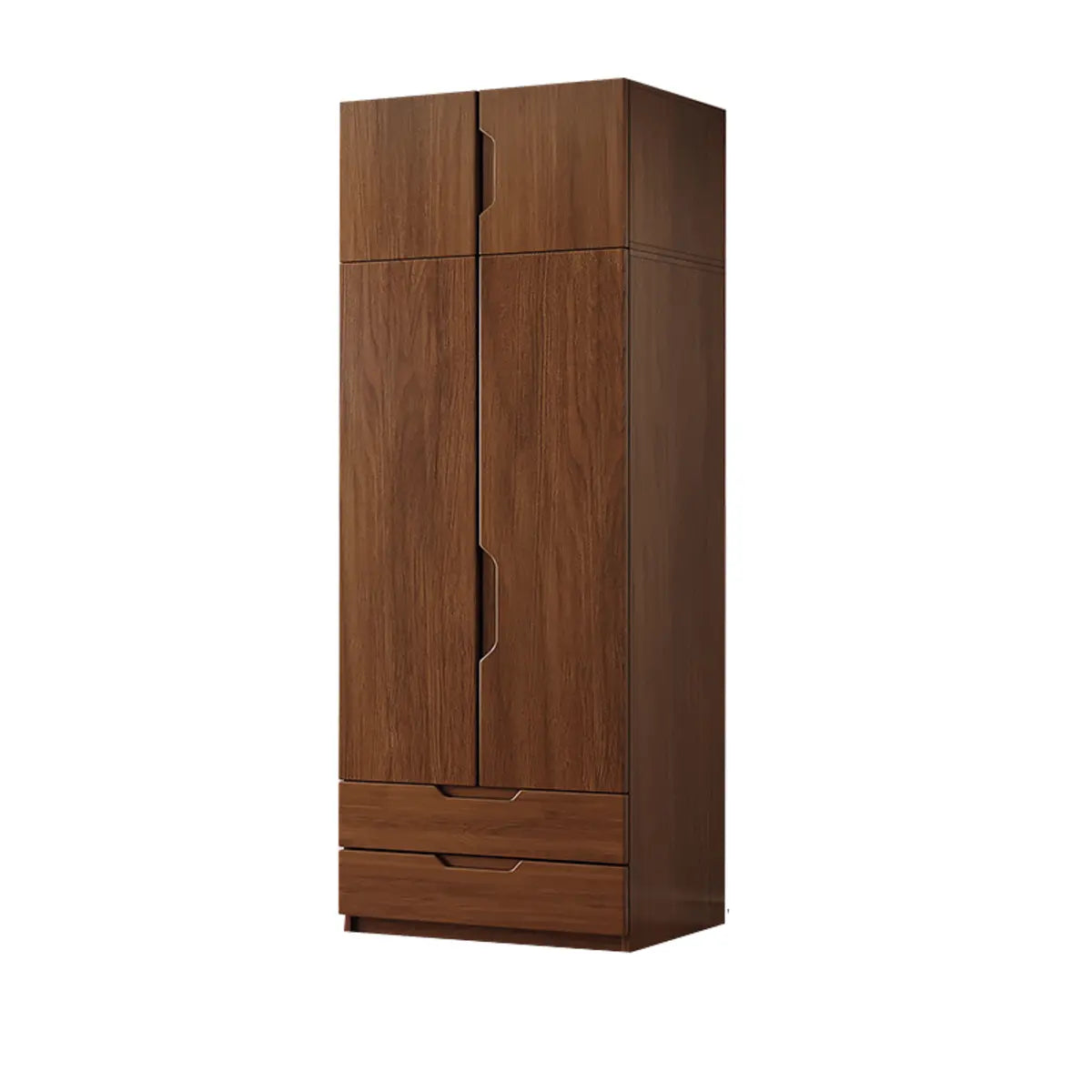 Sleek Brown Natural Wood Soft-Close Armoire with Drawers Image - 12