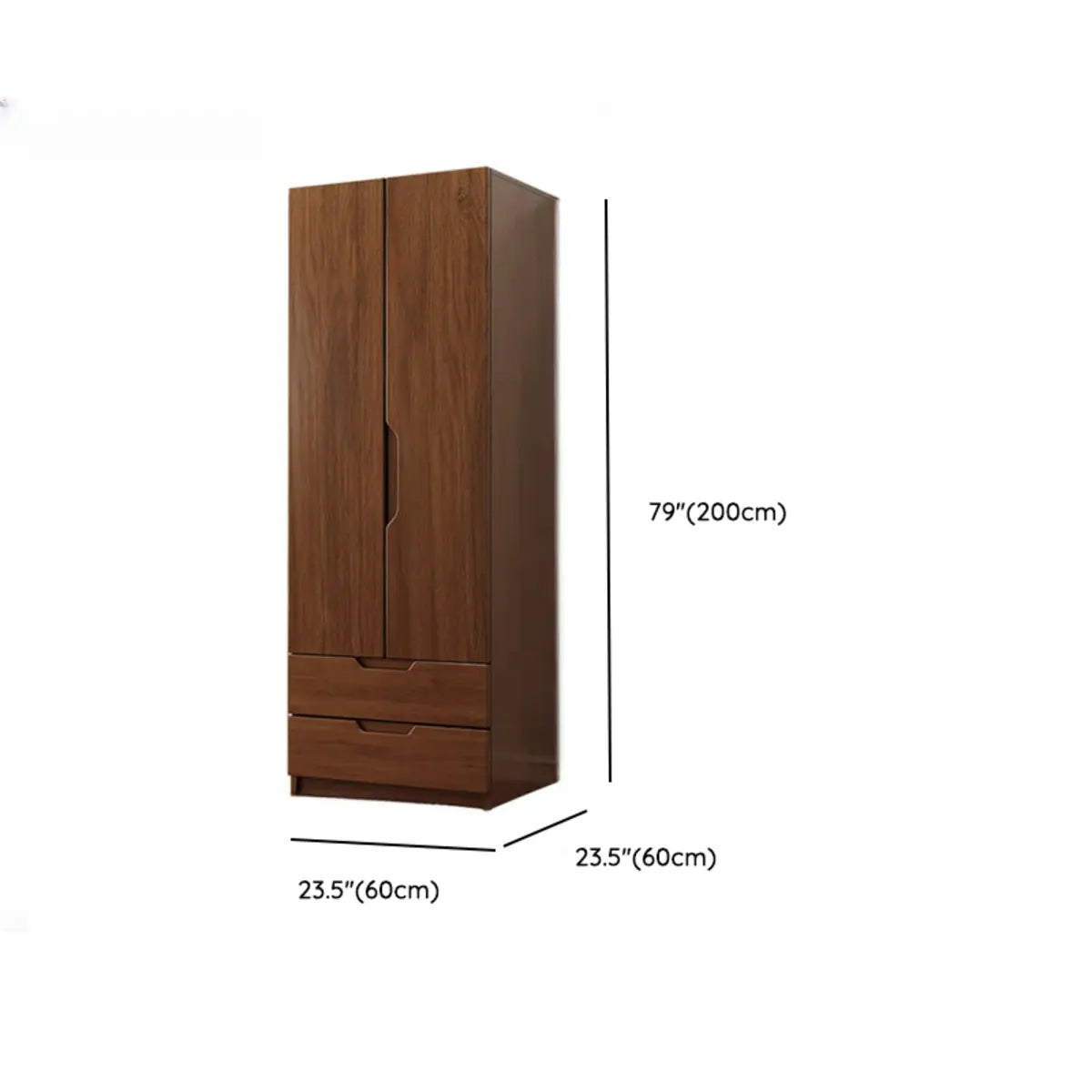 Sleek Brown Natural Wood Soft-Close Armoire with Drawers Image - 29