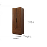 Sleek Brown Natural Wood Soft-Close Armoire with Drawers Image - 29