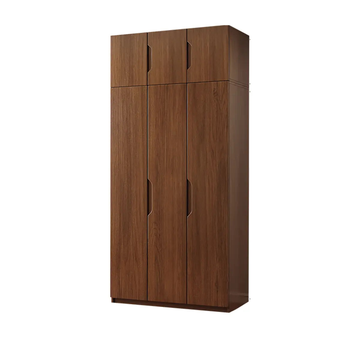 Sleek Brown Natural Wood Soft-Close Armoire with Drawers Image - 13