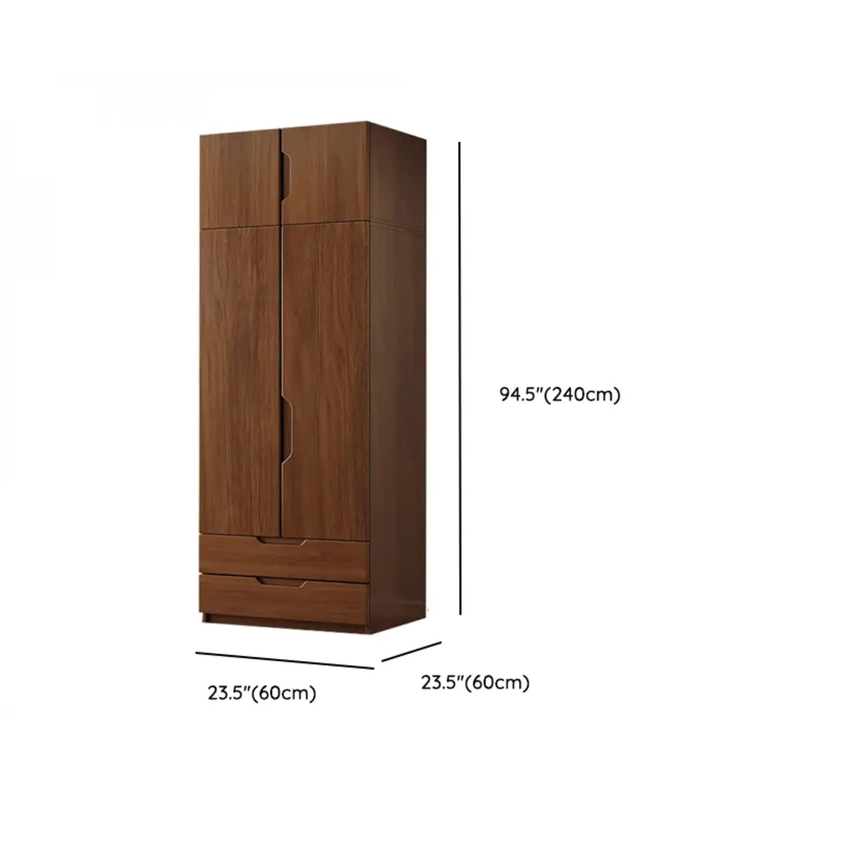 Sleek Brown Natural Wood Soft-Close Armoire with Drawers Image - 31