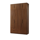 Sleek Brown Natural Wood Soft-Close Armoire with Drawers Image - 15