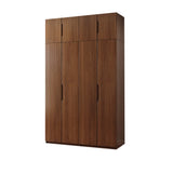 Sleek Brown Natural Wood Soft-Close Armoire with Drawers Image - 16