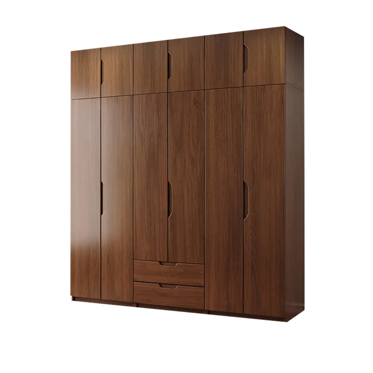 Sleek Brown Natural Wood Soft-Close Armoire with Drawers Image - 18