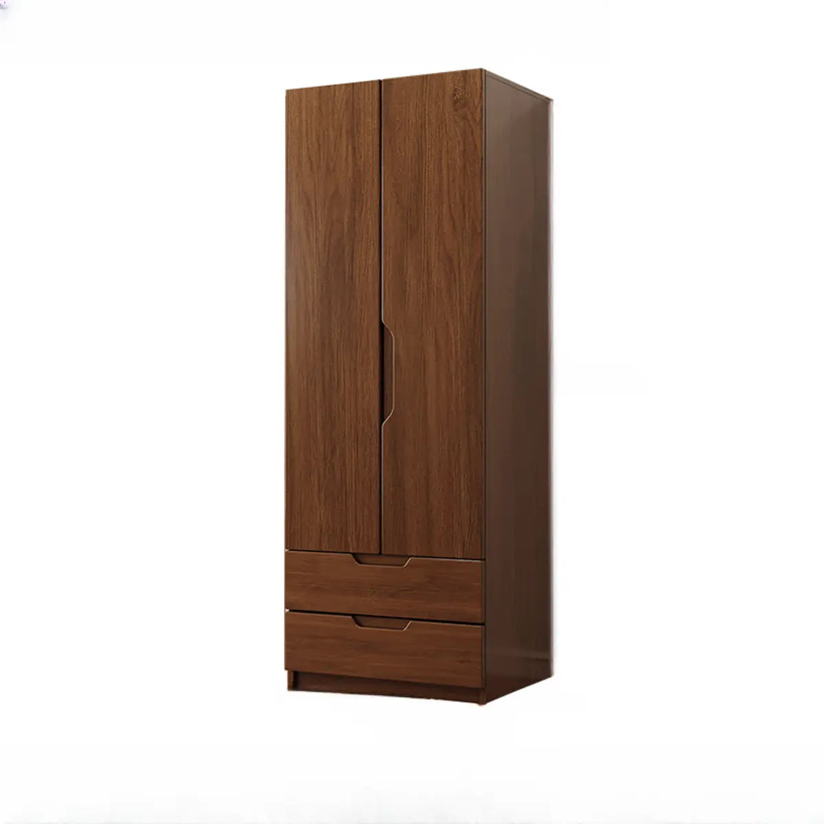 Sleek Brown Natural Wood Soft-Close Armoire with Drawers Image - 2