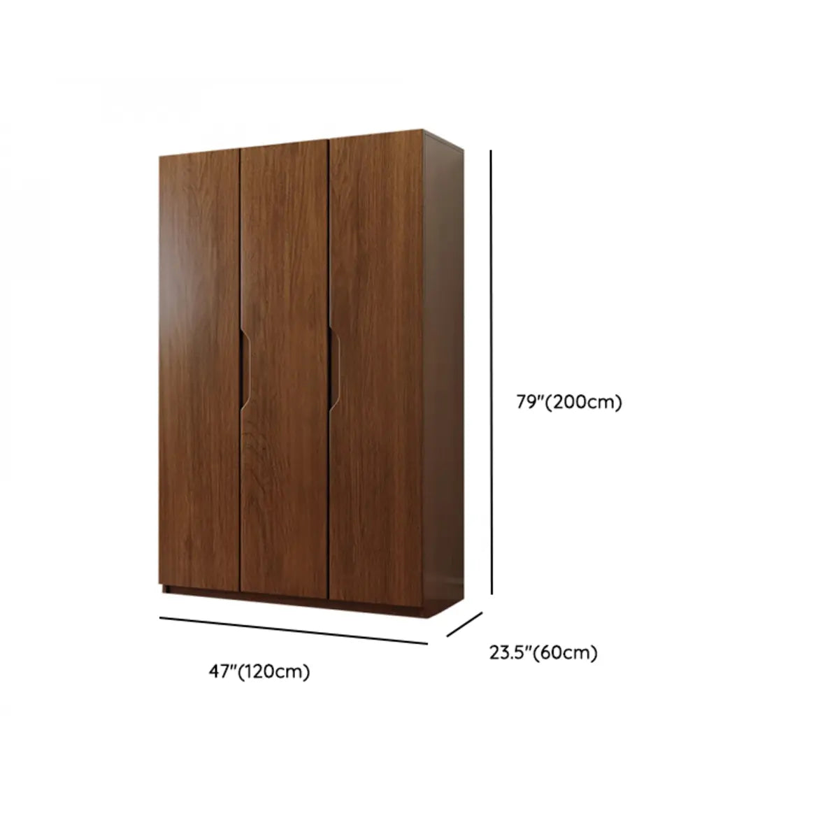 Sleek Brown Natural Wood Soft-Close Armoire with Drawers 