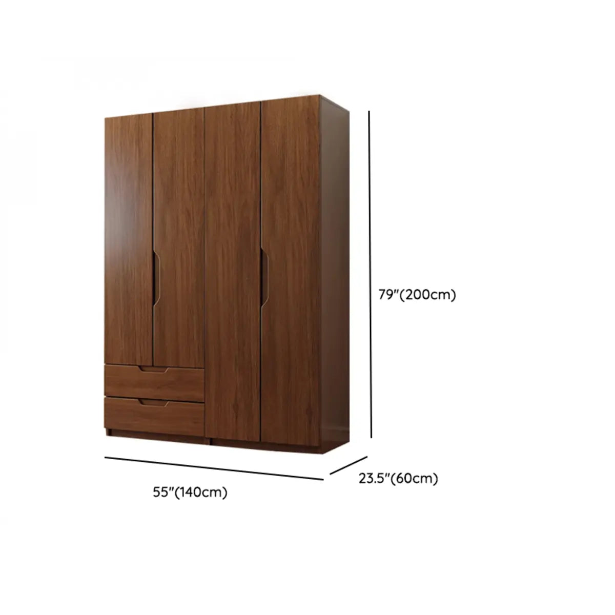 Sleek Brown Natural Wood Soft-Close Armoire with Drawers Image - 20