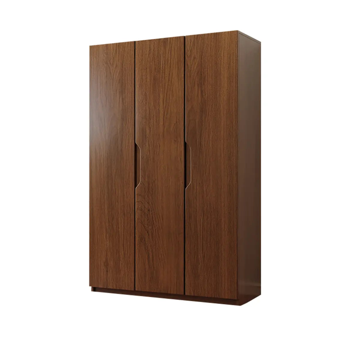 Sleek Brown Natural Wood Soft-Close Armoire with Drawers Image - 4