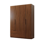 Sleek Brown Natural Wood Soft-Close Armoire with Drawers Image - 5