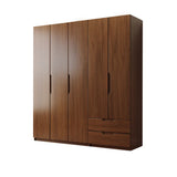 Sleek Brown Natural Wood Soft-Close Armoire with Drawers Image - 7